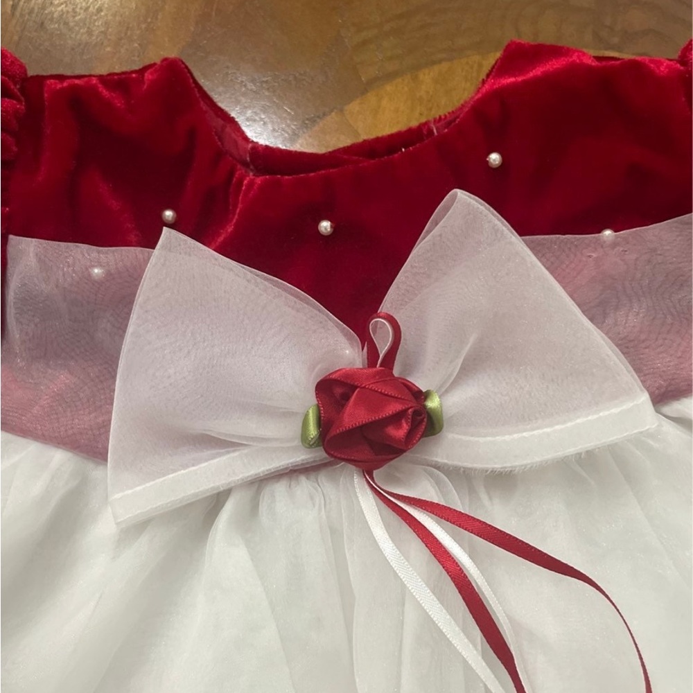 Rare Too girls red velour dress size 24 months - Picture 3 of 6
